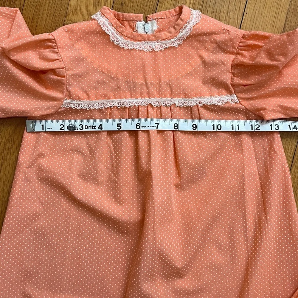 70s Vintage Handmade Girls Bicentennial Little House Prairie Dress & Bonnet - Picture 6 of 12